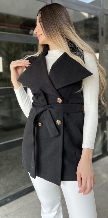 Double Button Belted Vest 