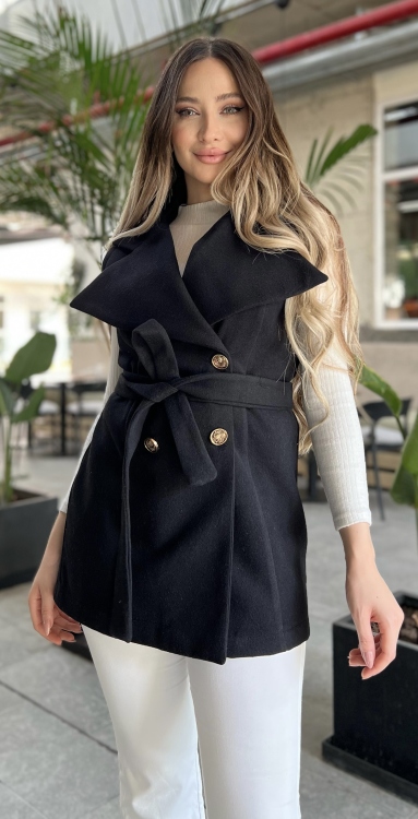 Double Button Belted Vest 