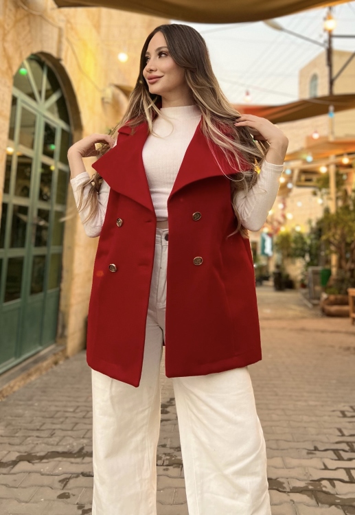 Double Button Belted Vest 