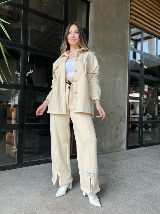 Front Button Blouse & Pants Set