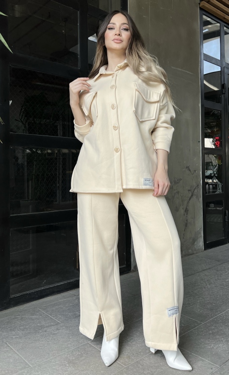 Front Button Blouse & Pants Set