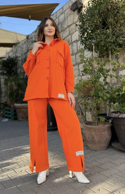 Front Button Blouse & Pants Set