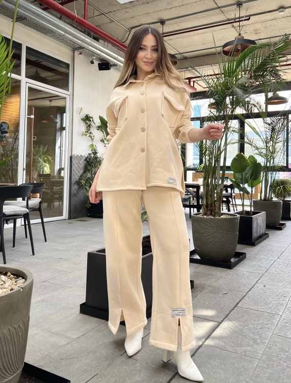 Front Button Blouse & Pants Set