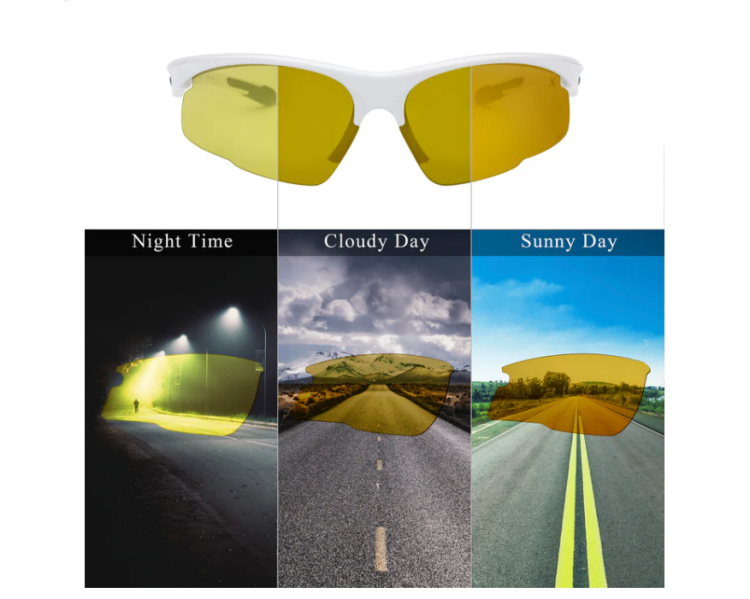 EyeframesInt-XP-11001-1YSD, Photochromic Yellow to Grey Lens Safety Glasses