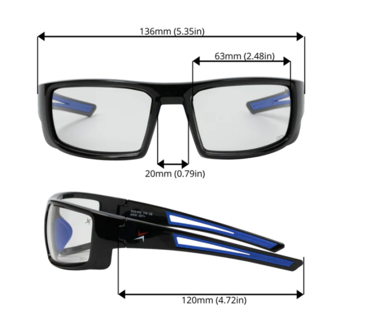 EyeframesInt-XP-11002-PC-CL, Clear Lens Safety Glasses, Assorted Colors 