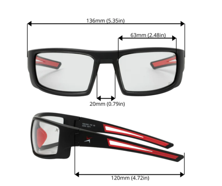 EyeframesInt-XP-11002-PC-CL, Clear Lens Safety Glasses, Assorted Colors 