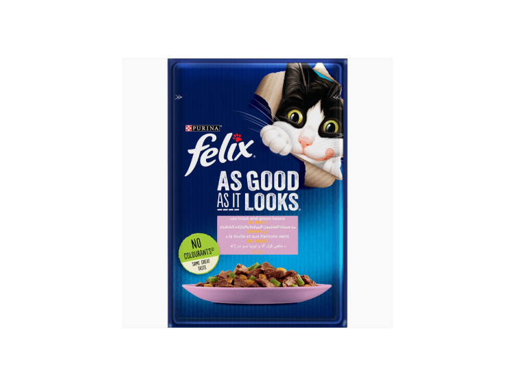 felix cat wet food with trout and green beans