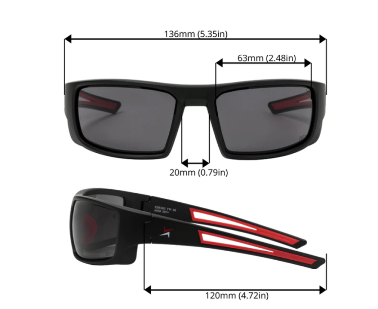 EyeframesInt-XP-11002-PC-SD, Smoke Lens Safety Sunglasses, Assorted Colors