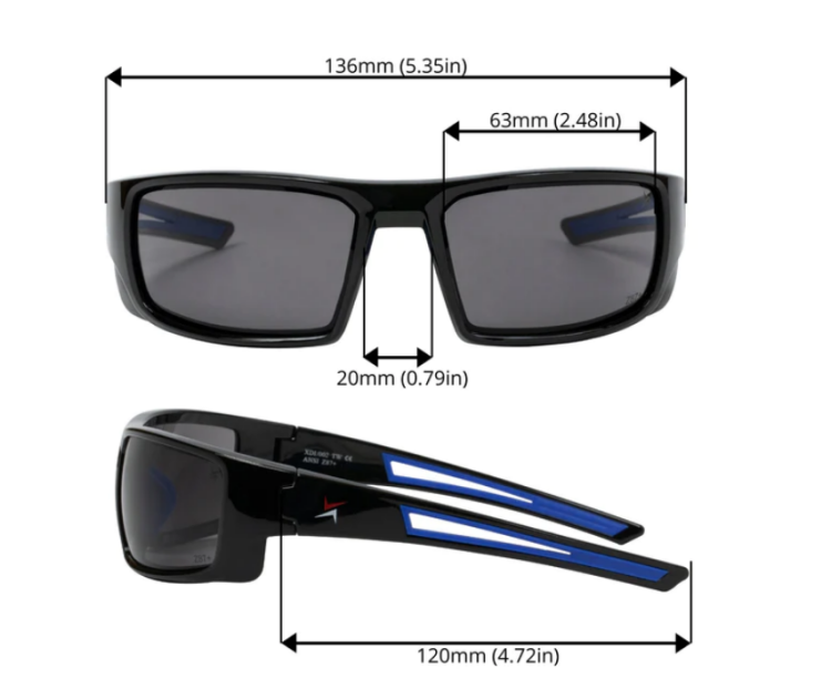 EyeframesInt-XP-11002-PC-SD, Smoke Lens Safety Sunglasses, Assorted Colors