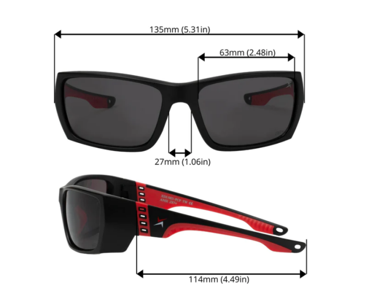 EyeframesInt-XP-11003-PC-SD, Smoke Lens Safety Sunglasses, Assorted Colors