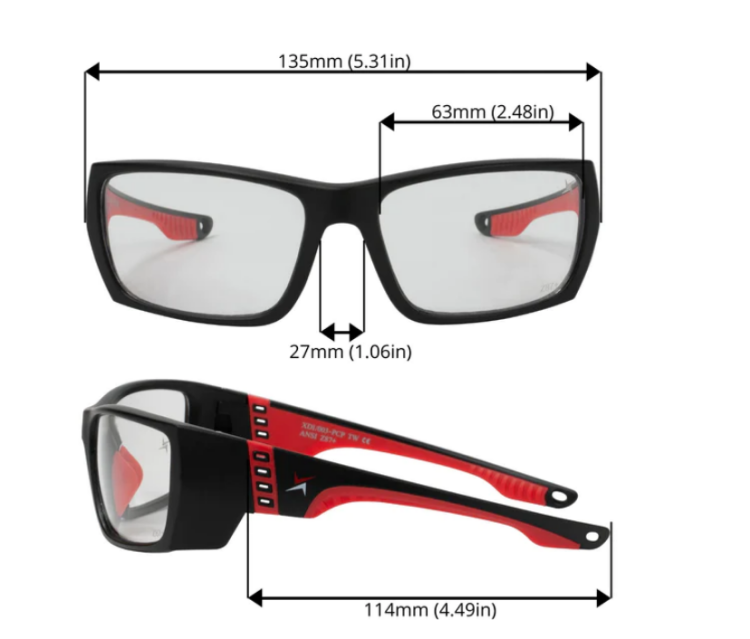 EyeframesInt-XP-11003-PC-CL, Clear Lens Safety Glasses, Assorted Colors 