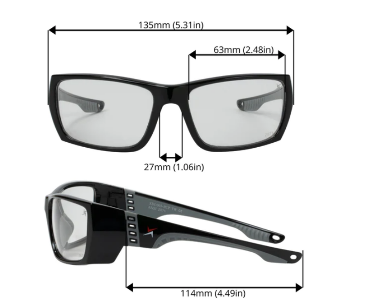 EyeframesInt-XP-11003-PC-CL, Clear Lens Safety Glasses, Assorted Colors 