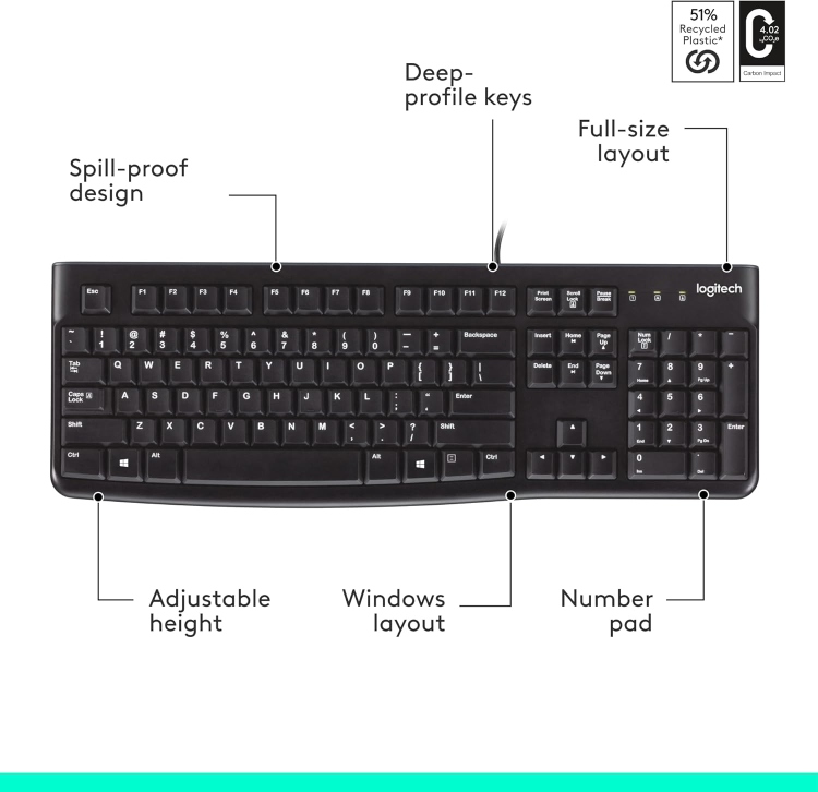 LOGITECH K120 KEYBOARD USB