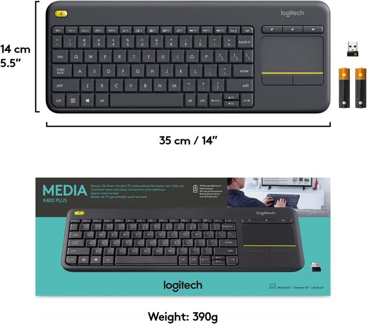 LOGITECH K400 TOUCH WIRELESS KEYBOARD & MOUSE TOUCH 