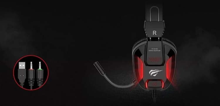 HAVIT HV-H2168D RED LED GAMING HEADSET AUX+USB