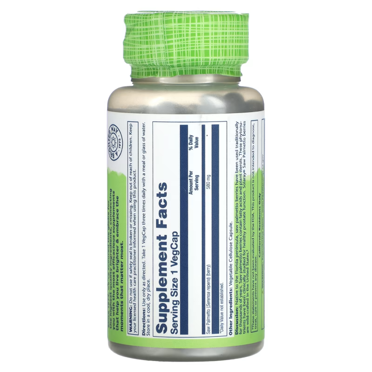 Solaray, True Herbs, Saw Palmetto, 580 mg, 100 Vegcaps