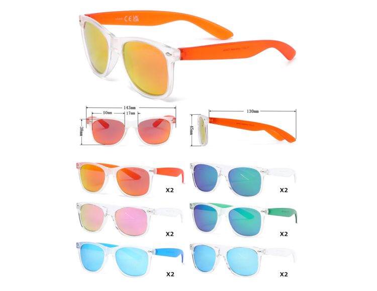EyeframesInt-DY-PL-113001 - Polarized Junior Classic Horn Rimmed Clear Frame Sunglasses, Assorted Colors