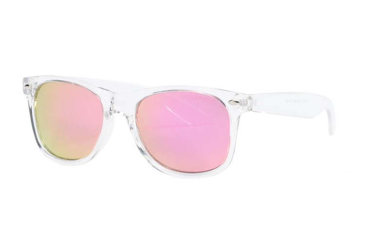 EyeframesInt-DY-PL-113001 - Polarized Junior Classic Horn Rimmed Clear Frame Sunglasses, Assorted Colors