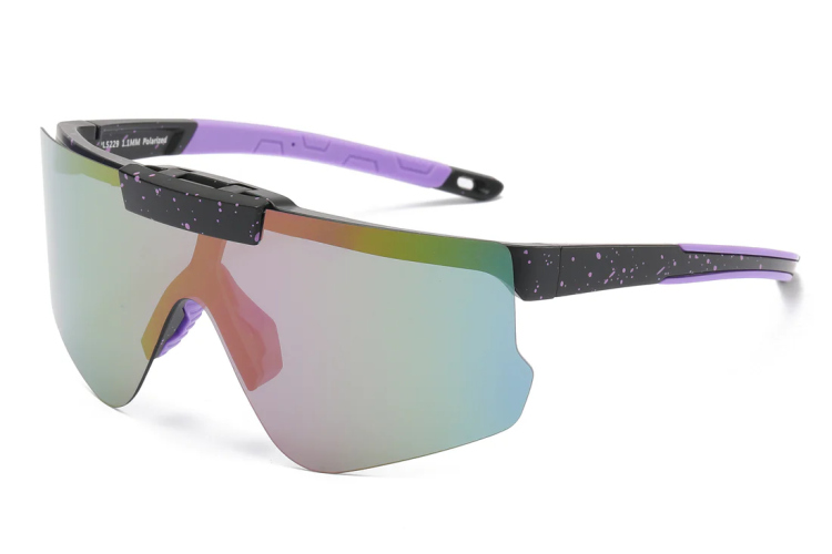 EyeframesInt-DY-PL-115229 - Polarized Sports Shield Plastic Sunglasses, Assorted Colors
