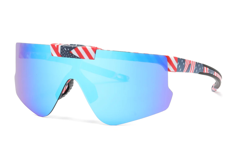 EyeframesInt-DY-PL-115229 - Polarized Sports Shield Plastic Sunglasses, Assorted Colors