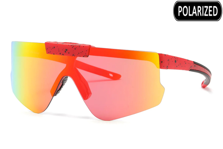 EyeframesInt-DY-PL-115229 - Polarized Sports Shield Plastic Sunglasses, Assorted Colors