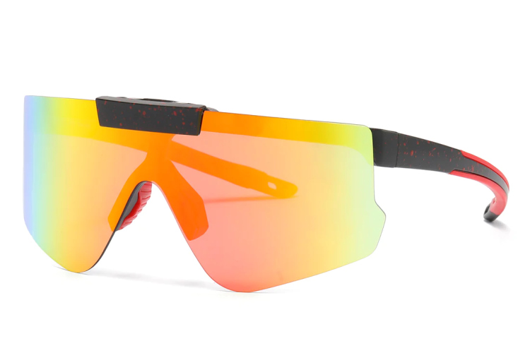 EyeframesInt-DY-PL-115229 - Polarized Sports Shield Plastic Sunglasses, Assorted Colors