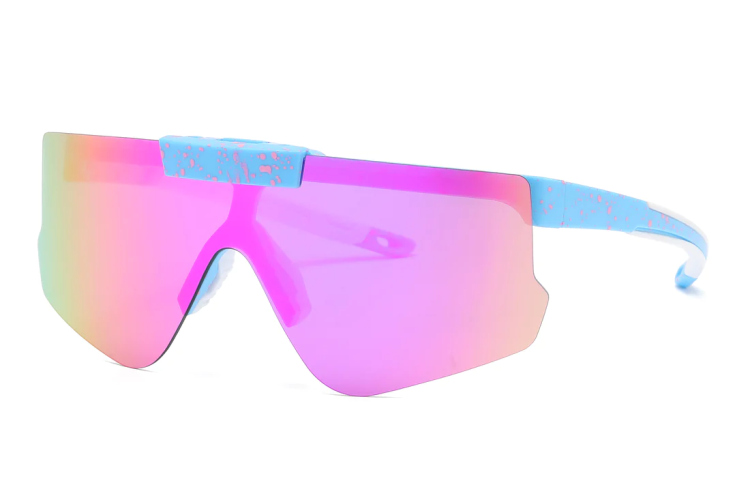 EyeframesInt-DY-PL-115229 - Polarized Sports Shield Plastic Sunglasses, Assorted Colors