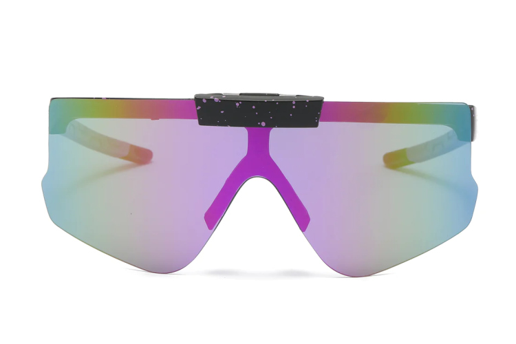 EyeframesInt-DY-PL-115229 - Polarized Sports Shield Plastic Sunglasses, Assorted Colors