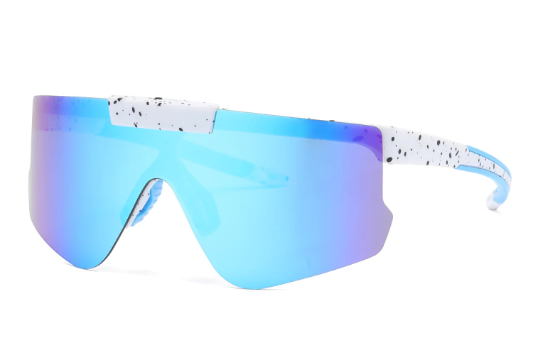 EyeframesInt-DY-PL-115229 - Polarized Sports Shield Plastic Sunglasses, Assorted Colors