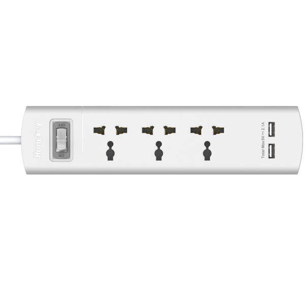 HUNTKEY SZM307 POWER STRIPS,  USB PORTS (2.1 AMP) 2M