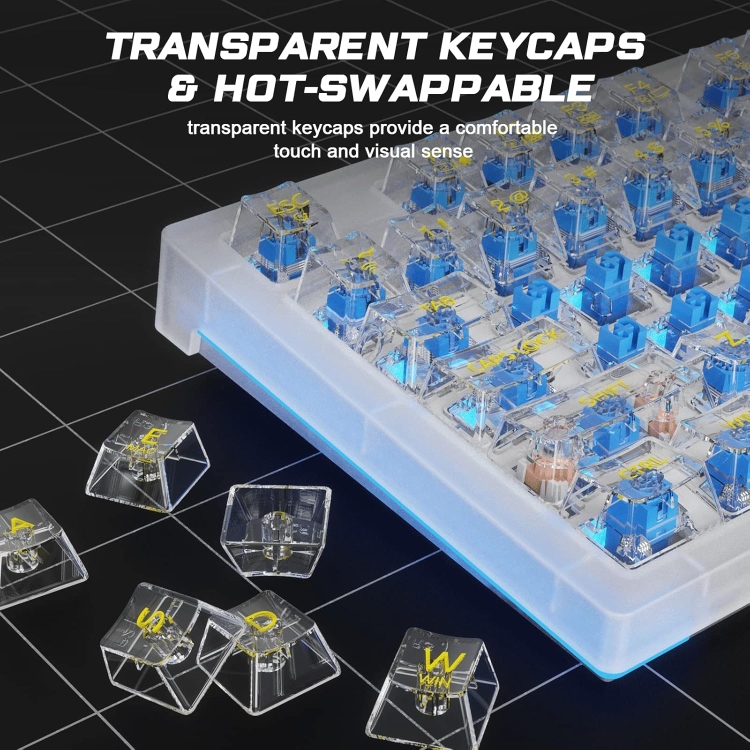 AULA F2183 TRANSPARENT KEYCAP  BLUETOOTH/ WIRED/ 2.4G THREE MODE  87KEYS BATTERY:2000MAH