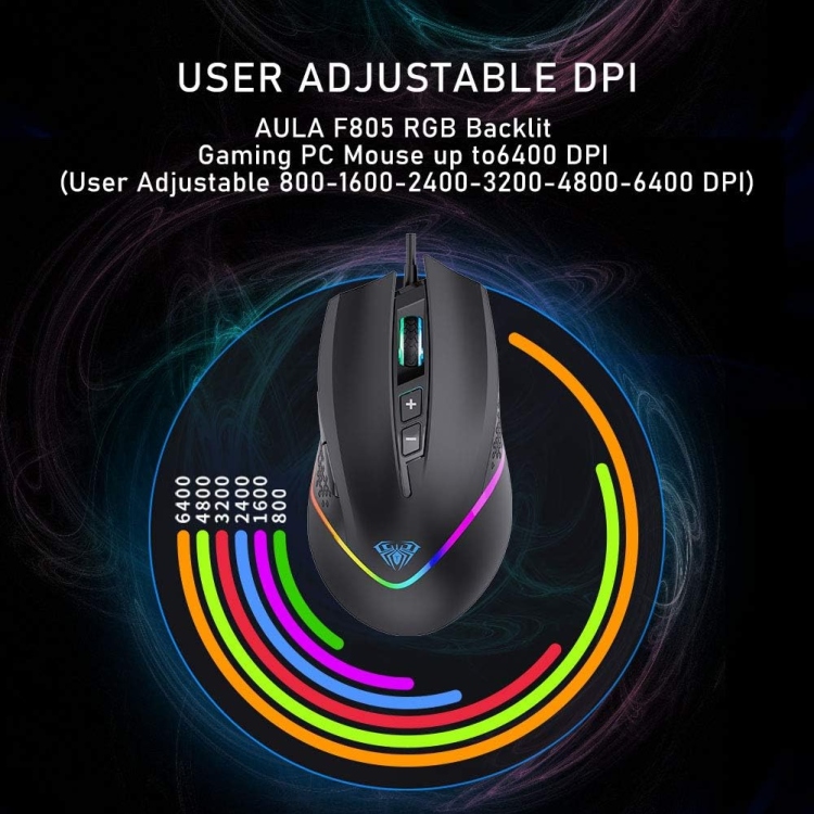 AULA F805 WIRED OPTICAL MOUSE WITH 6 KEYS