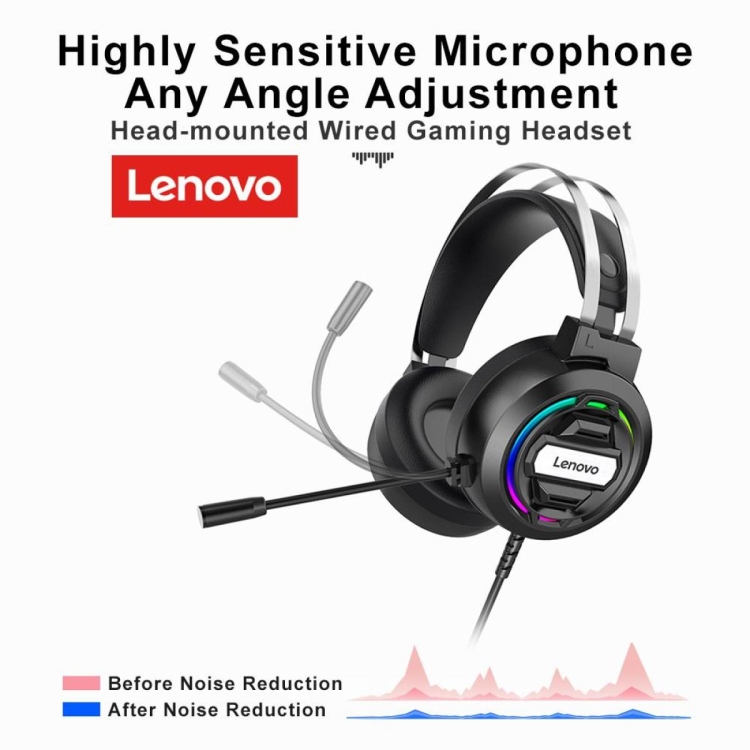 HEADSET LENOVO H401 GAMING RGB USB+ 3.5MM