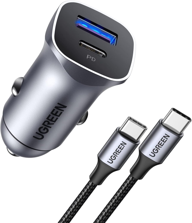 UGREEN	CD130-40858 USB-C PD+USB-A QC 30W FAST CAR CHARGER GREY