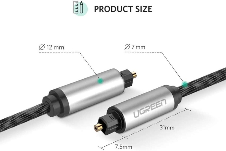 UGREEN AV108 10540 TOSLINK OPTICAL AUDIO CABLE 2M