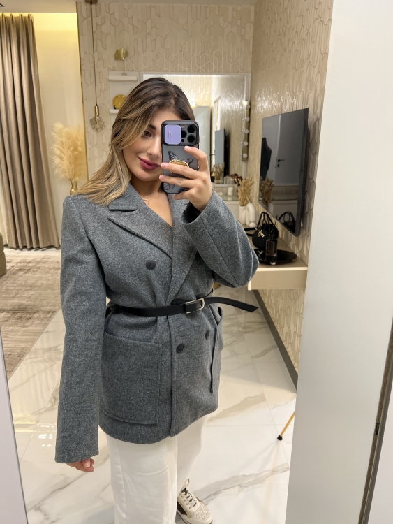 Frenchy Double Breasted Belted Jacket