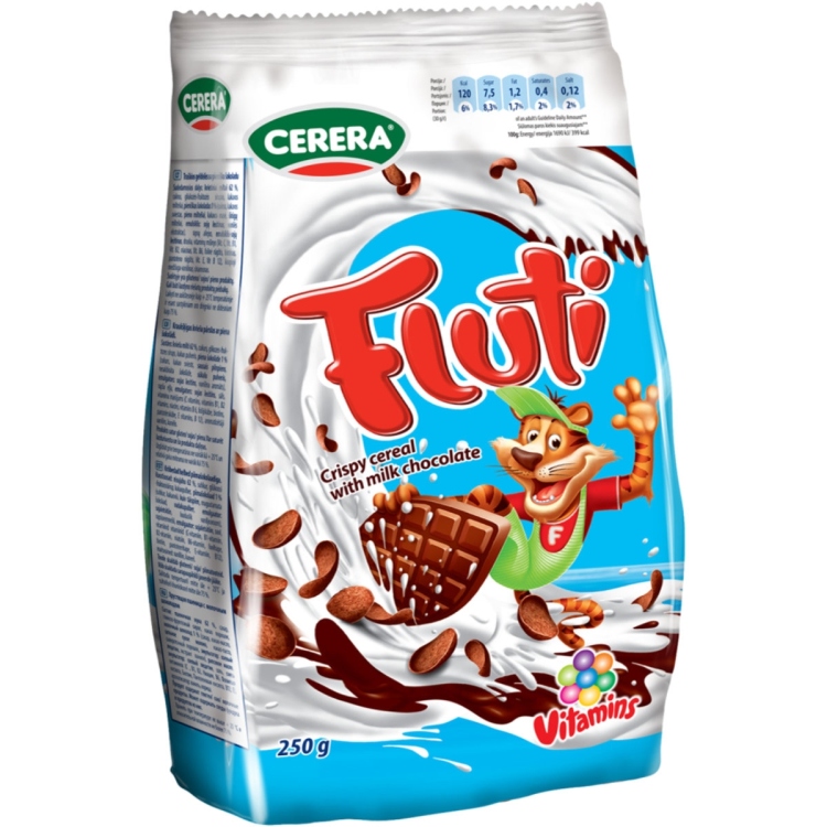 Cerera Fluti crispy cereal with milk chocolate 250