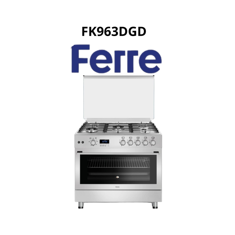 فرن غاز فيري FK963DGD - ستانلس ستيل، 6 شعلات