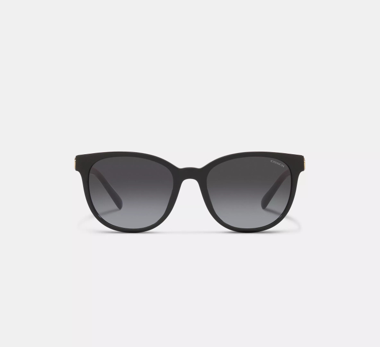  EyeframesInt-COACH-CD478 - Horse And Carriage Round Sunglasses, Black Color