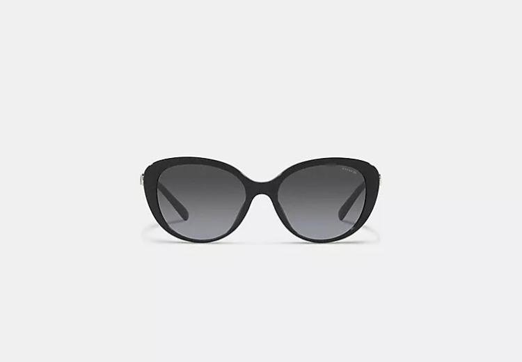 EyeframesInt-COACH-CD479 - Horse And Carriage Cat Eye Sunglasses - Black