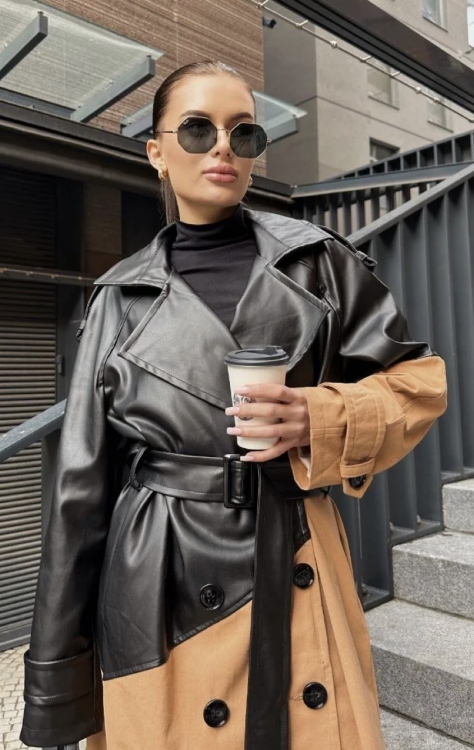  Leather trench Coat 