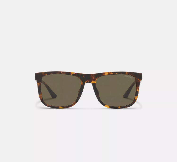 EyeframesInt-COACH-CH581 - Men Beveled Signature Flat Top Square Sunglasses - Assorted Colors