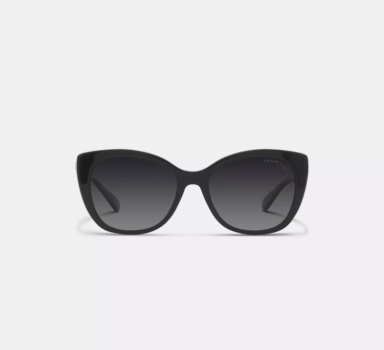 EyeframesInt-COACH-CH567 - Beveled Signature Oversized Cat Eye Sunglasses -Black/Tortoise