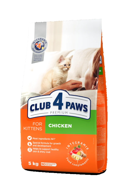 CLUB 4 PAWS Premium for kittens "Chicken". Сomplete dry pet food 5KG