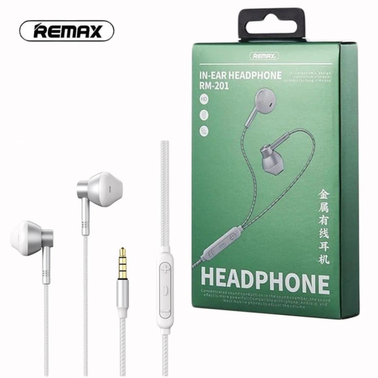 REMAX RM-201 WIRED EARPHONE- SILVER