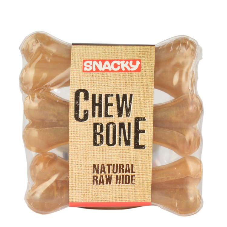 Snacky Natural Chewing Bone يحتوي الكيس على 10* 5 سم  قطع للكلاب الصغيره الكرتونه