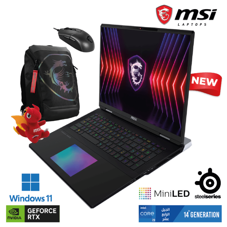 MSI Titan 18 HX A14VIG Gaming Laptop | Intel Core i9-14900HX NVIDIA RTX 4090 16GB DDR6 18" UHD+ MiniLED 120Hz IPS Mechanical KB SteelSeries 2 Years Warranty