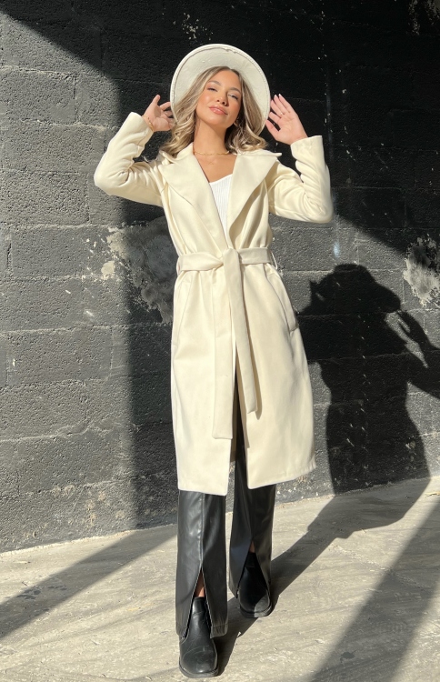 Lapel Neck Belted Coat