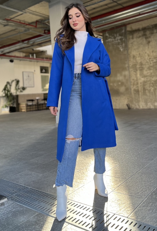 Lapel Neck Belted Coat