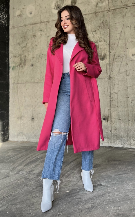 Lapel Neck Belted Coat